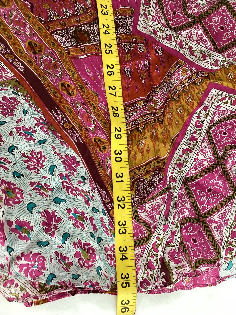 Dana Buchman Silk Pink and Gold Patchwork A-Line Midi Skirt - Picture 9 of 10